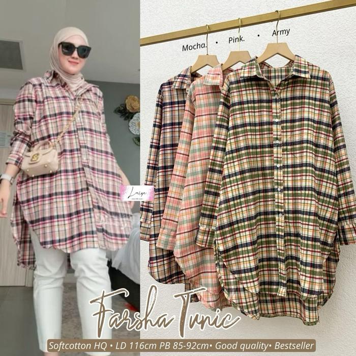 Farsha tunik - tunik wanita motif kotak LD 116