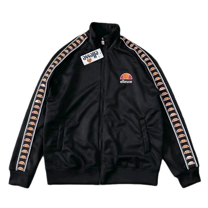 Ellesse Jaket Tracktop Premium Full Tag & Label Hitam dengan Desain Sampingan Unik Nyaman