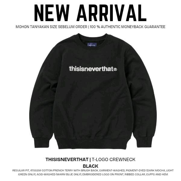ThisIsNeverThat T-Logo Crewneck Black - Regular Fit 470GSM Cotton French Terry Garment-Washed Pigmen