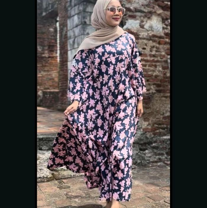 New gamis motif bunga besar
