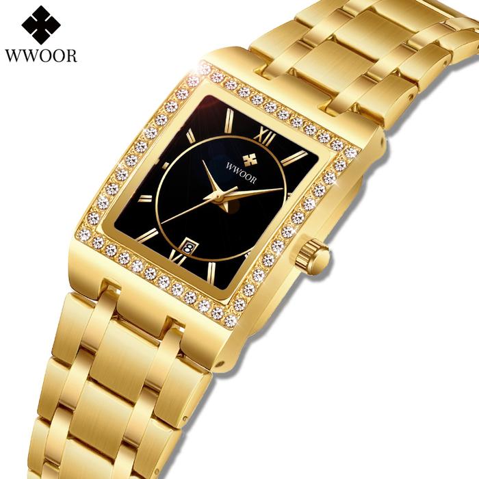 WWOOR New Gold Watch 8858 Women Watchs Steel Top Luxury Brand Ladies