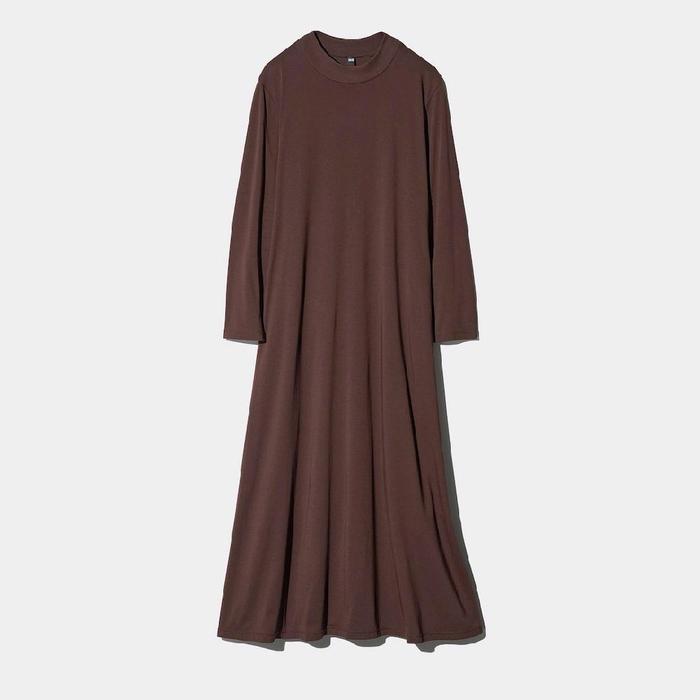 UNIQLO Dress AIRism Katun Gaun Flare Lengan Panjang Original Jastip
