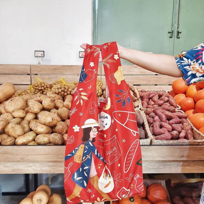 Foldable Shopping Bag (Red) Belanja Plastik