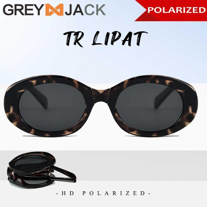 Grey Jack Kacamata Sunglasses Hitam Lipat Anti Uv400 Polarized Style Wanita Oval Trandy Bahan Tr90 9