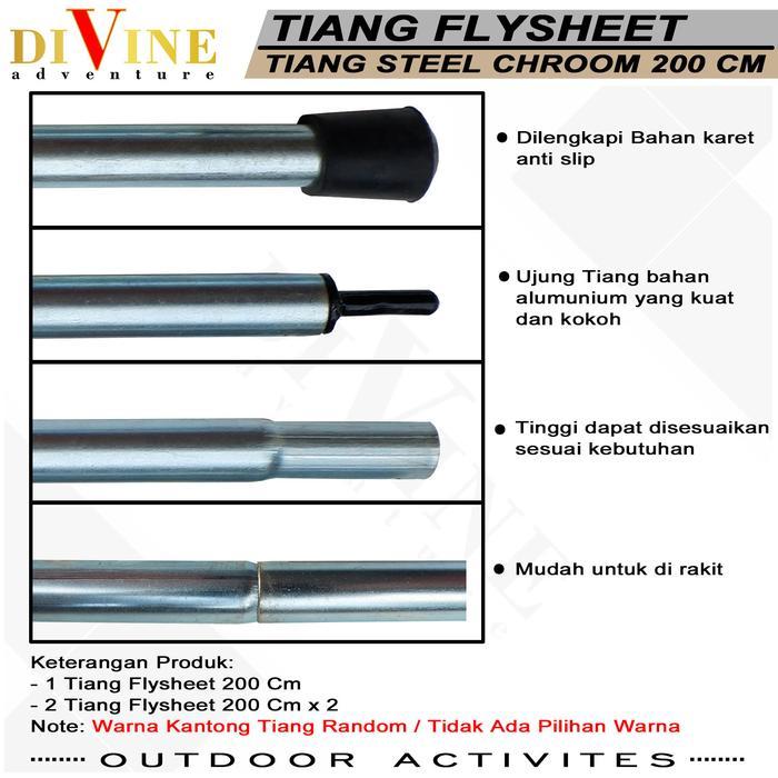 tiang flysheet steel lapis chroom tiang tenda flysheet pole 200 cm tiang multifungsi cocok untuk men