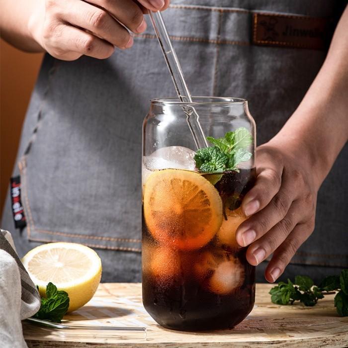 Gelas Kaca Borosilikat Model Kaleng Mug Transparan Tebal Cangkir Es Glass Cola Kreatif tinggi teh ju