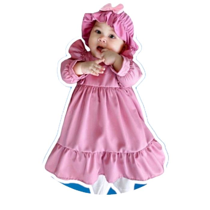 setelan gamis dan ciput shabrina | pakaian muslim anak perempuan | baju anak syar'i Bayi Lembut Panj