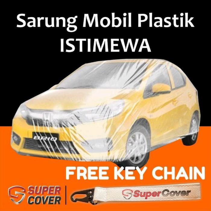 Car Cover mobil/sarung mobil Honda Brio plastik transparan super cover tebal waterproof