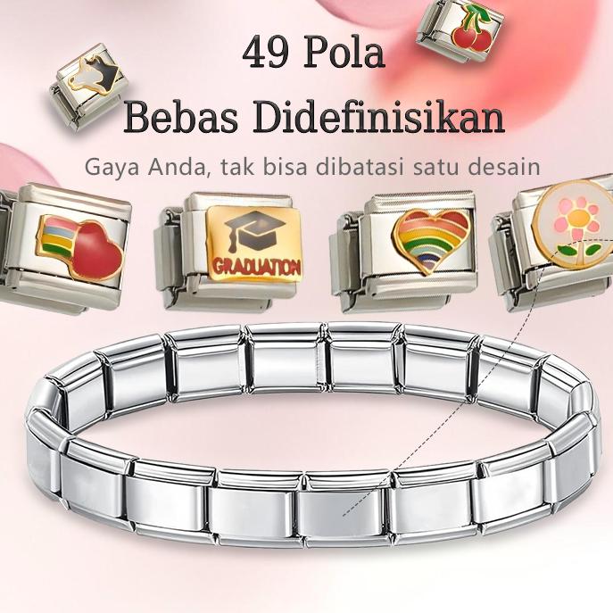 Italian Charm Bracelet, bella charm bracelet Gelang Pasangan Teleskop Fleksibel Cocok Semua Ukuran P