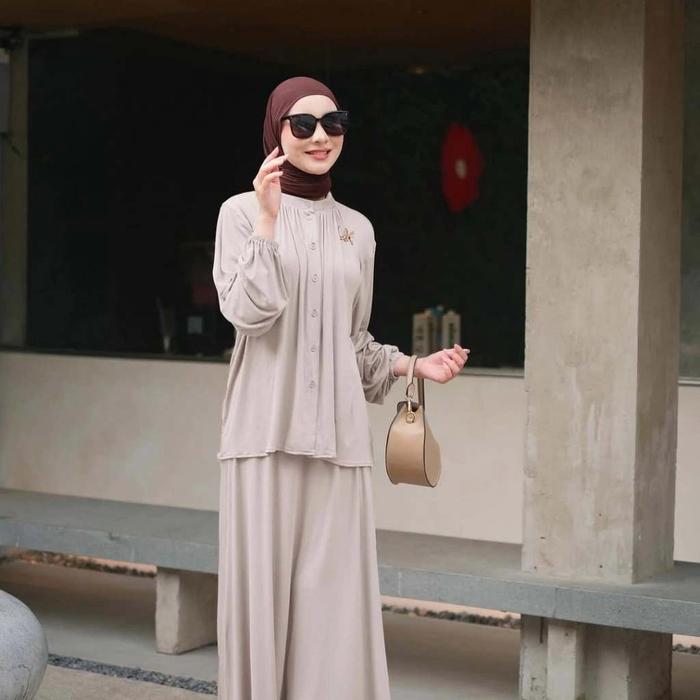 Vanillahijab Onesett Oxycell Muslim Vanilla Hijab Oneset Oxycell Ivory, Blouse Rainbow Cupcake