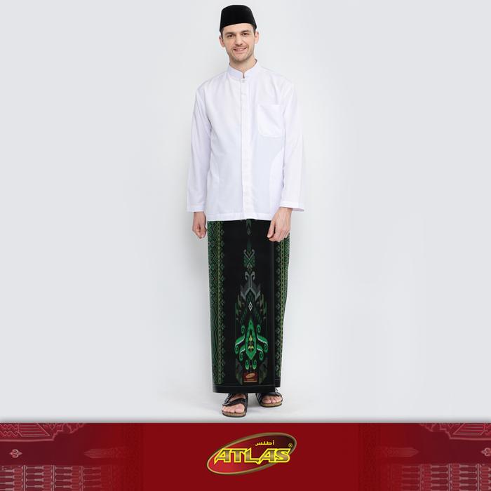 Sarung ATLAS Idaman 555 Kembang Motif BHS SGE 03 Hitam Hijau