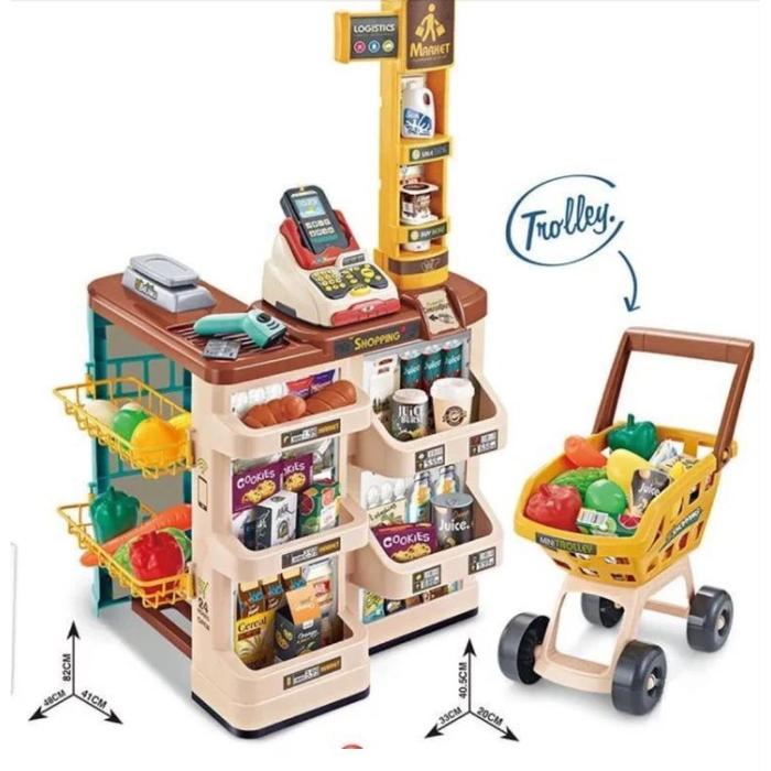Mainan Kasir Minimarket Set Troly Belanja Anak - Home supermarket