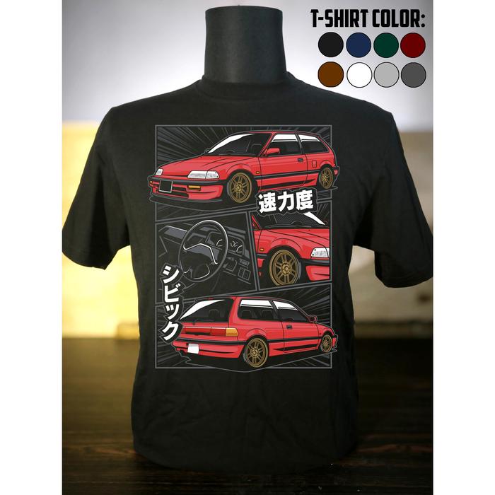 Kaos Mobil Civic Nouva Merah Katun Premium - CAR_0011