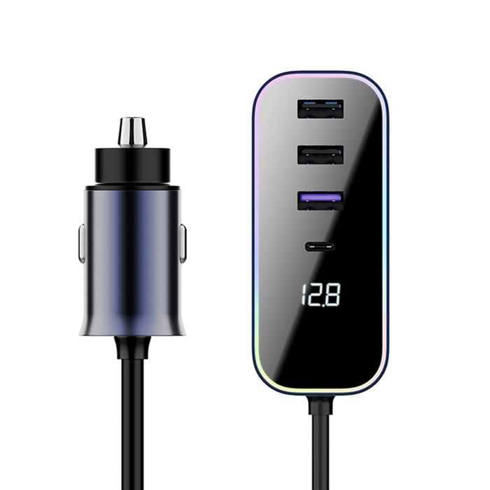 105W USB Type C Fast Charging Car Lighter Splitter Front Back Seat