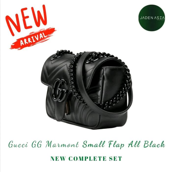 GUCCI GG MARMONT SMALL FLAP ALL BLACK