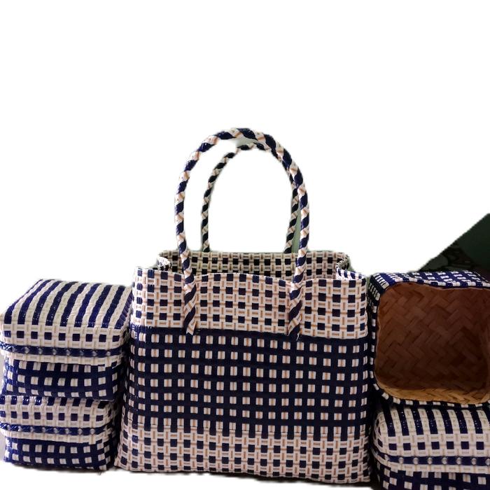 Tas Keben Set 4 Jali PREMIUM dengan Besek Bambu Pilihan Warna dan Pola Unik untuk Kebutuhan Sehari-h