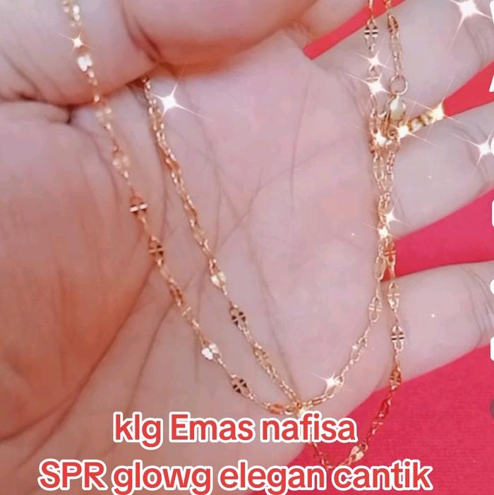no.29_Kalung pecah kopi bj timun kode cap 375 emas nafisa ini simple glowing elegan cantik manis, ku