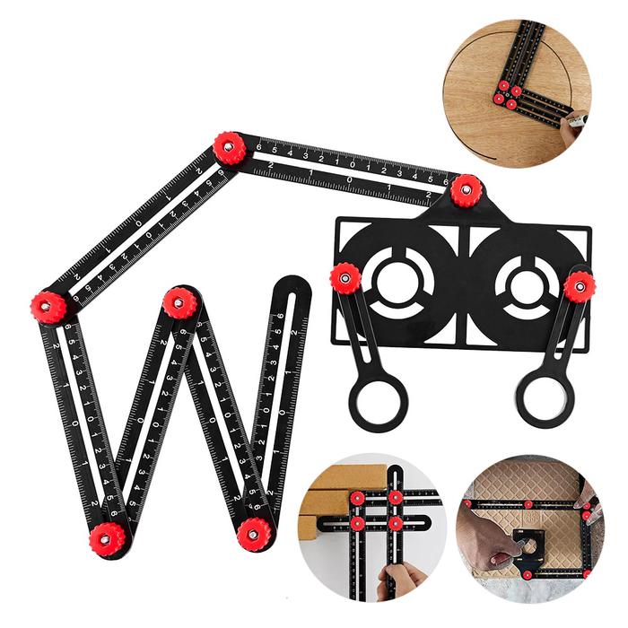 Terlaris, 12/9/6 Fold Aluminium Alloy Angle Ruler Finder Measuring