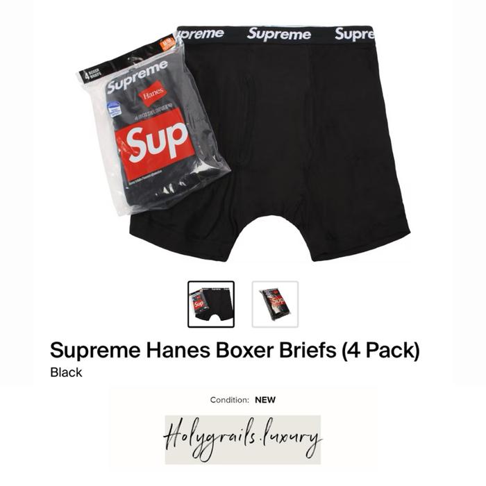 Supreme Hanes Boxer Briefs (4 Pack ) Black 100% Original