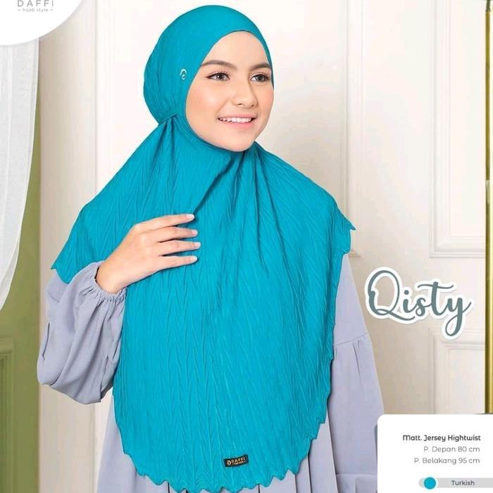 Bergo Qisty ORI by Daffi Hijab || Jilbab Instan Oval Plisket Aksen Tali Jersey High Twist Parfume