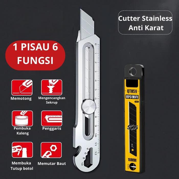 Pisau Cutter Tajam Besar Kater Stainless Refill Multifungsi