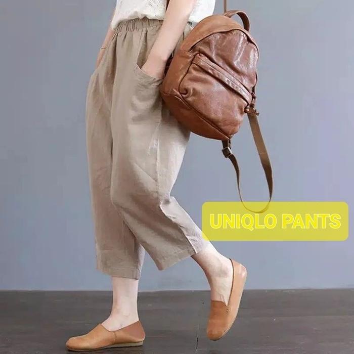 Celana Kulot Katun Uniqlo Pants Size Jumbo Bahan Cotton Twill Strech Premium Original