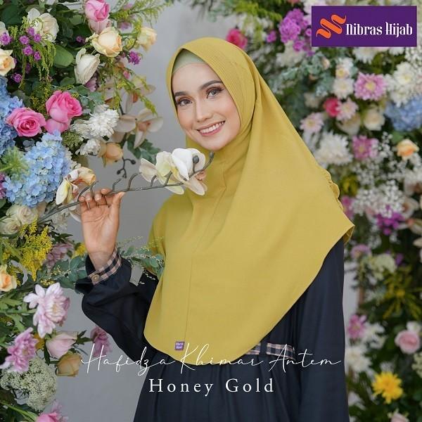 Promo Nibras Hijab Hafidza Khimar Antem Warna Gold Kuning Emas Jilbab Instan COD