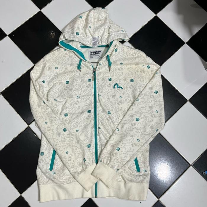 Hoodie Evisu putih gading Full print like new no minus