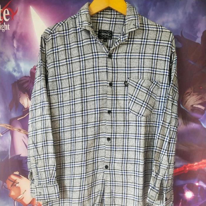 Ripcurl Grey Plaid Flanel Shirt Kemeja Original Second Korea Japan Streetwear Y2K Merch Hypebeast Lu