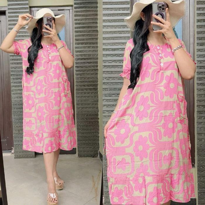 Daster Chibi Tali Kanan Kiri Rayon Motif Premium Busuu Adem Katun Tebal Nyaman Kancing Dada Tali Sam