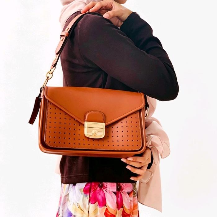 tas selempang&bahu wanita Lc Cuir Mademoiselle Medium Cognac