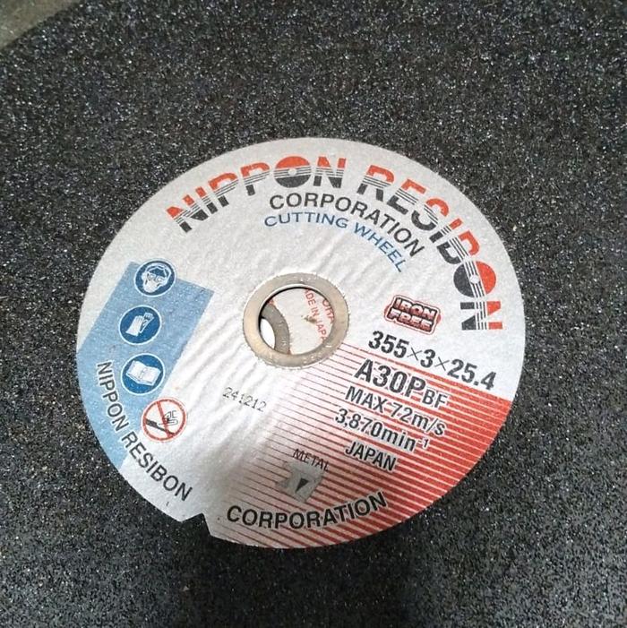 Nippon Resibon 14" Potong A30P BF 355x3x25.4 Max 72m/s 3870min-1 Cutting Wheel untuk Logam