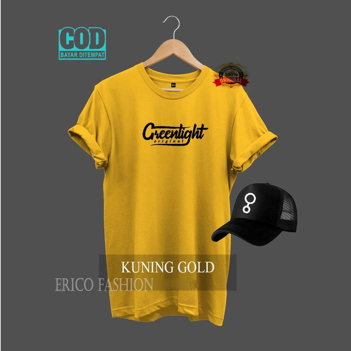 FREE TOPI..!!!! kaos Lengan Pendek GREENLIGHT original Logo Black / kaos Pria Distro Quality Premium