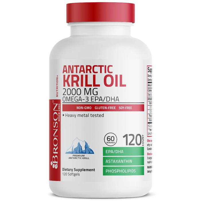 Original Bronson Antarctic Krill Oil 2000Mg Omega 3 / Epa 80Mg / Dha 40Mg / Phospholipids 60Mg / Ast