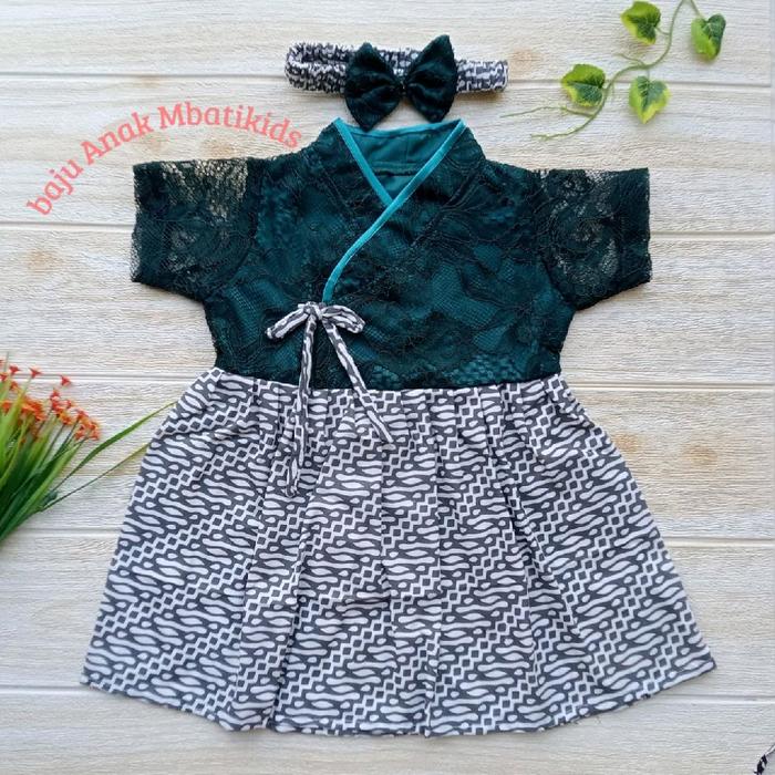 Dress Hanbok Anak /  Fashion Hanbok Motif Batik Anak / Hanbok Anak warna Hijau Emerald