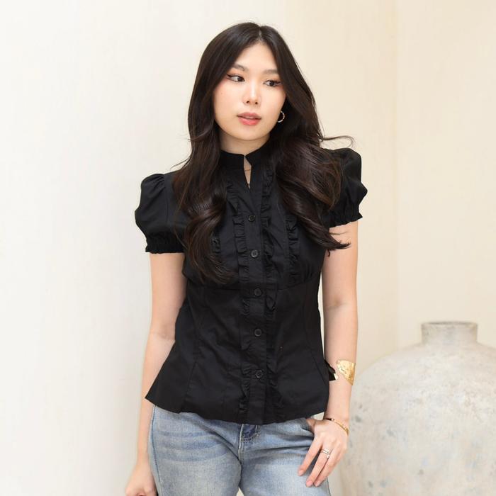Pippa Top Ruffle Blouse / Atasan Wanita Lengan Pendek Ruffle - Eleonor