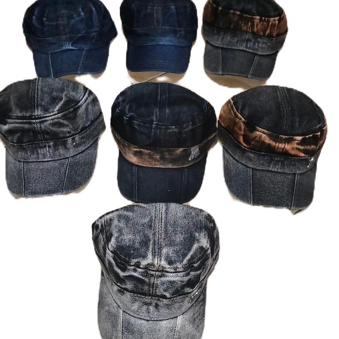 topi komando dewasa,bahan levis/jeans tebal logo pin besi