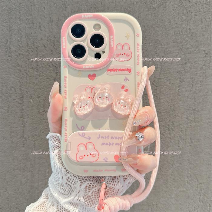 Premium Kelinci Cermin Casing HP Untuk OPPO A18 A16 A60 A58 A54 A38 A3S A17 A57 A5S A12 A54 A5 A53 A