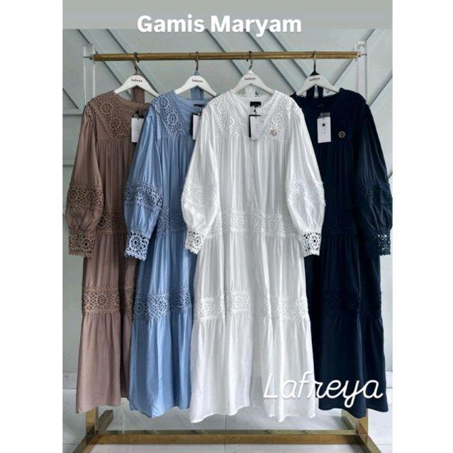 gamis maryam, dress lfy ori, gamis import, lafreya dress, gamis putih, white maxi, dress bordir, gam
