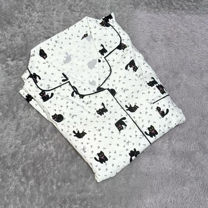 Piyama Gemas Nyaman Dipakai Lembut Dilengkapi Dengan Bra Cup Motif Kucing Lucu