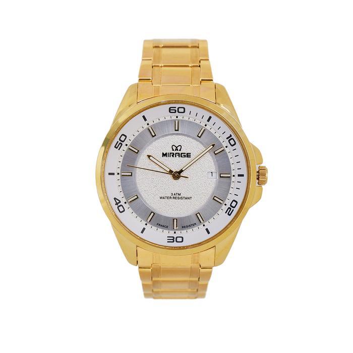 Jam Tangan Pria Mirage Watch Analog Emas Mewah dengan Tali Stainless Steel dan Kaca Original - Model