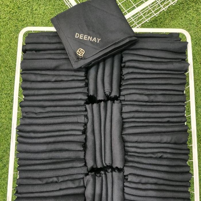 Hijab Deenay Liza Original Black . Kerudung Segi Empat Deenay Polos Warna Hitam