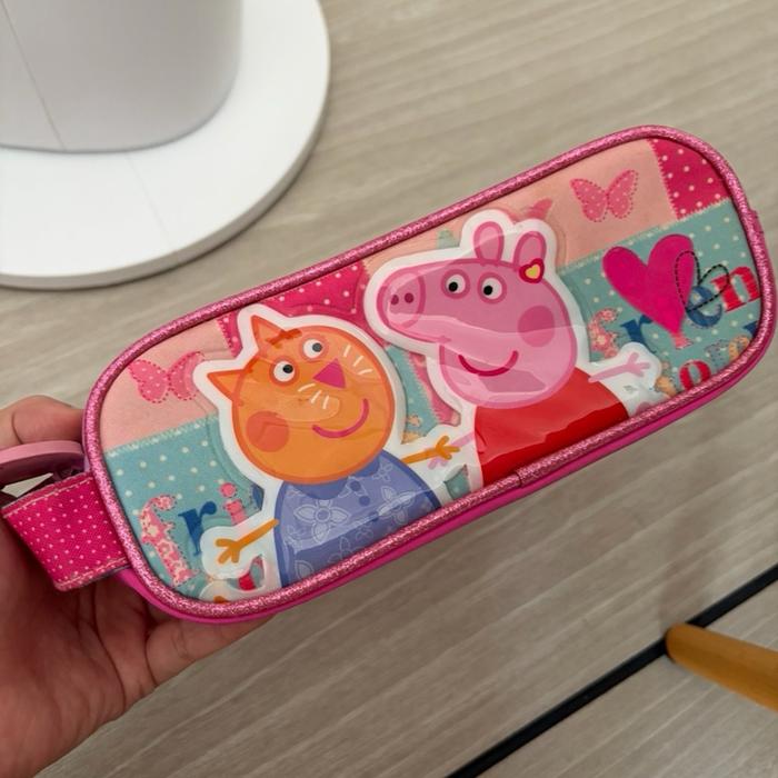 preloved tempat pensil peppa pig warna pink, ori