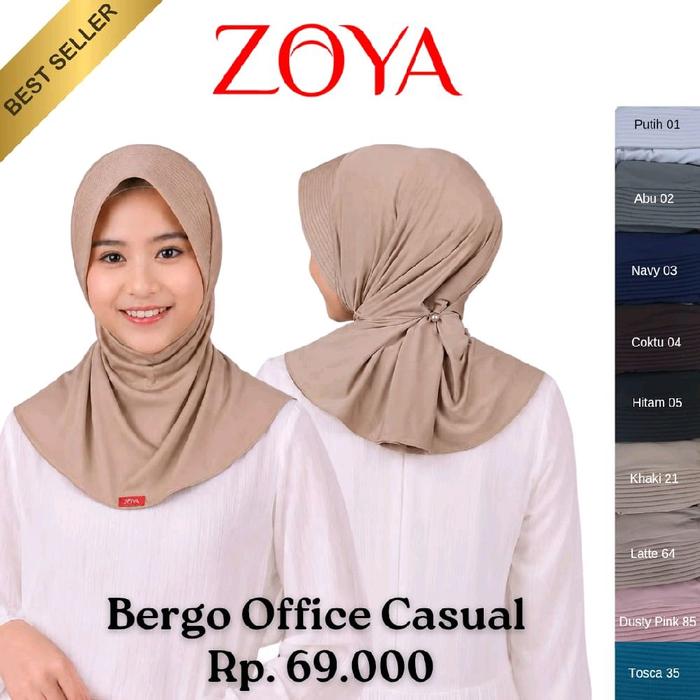 ZOYA Bergo Office Casual Jilbab - Fashion Muslim Wanita Kerudung Instan Sport Spandex Lycra Nyaman P