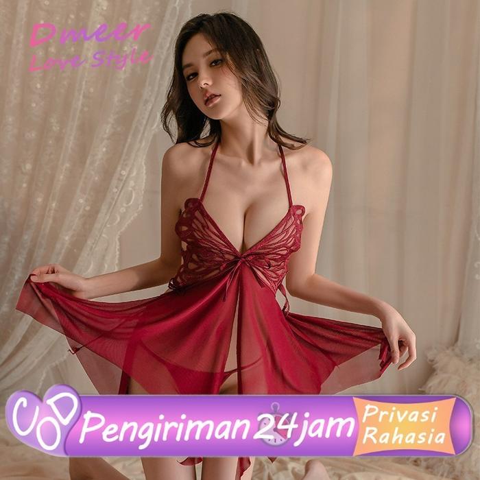 【COD】Lingerie Sexy Transparan Baju Tidur Lingerie Sexy Wanita Model Kupu-kupu / Baju Tidur Dinas Mal