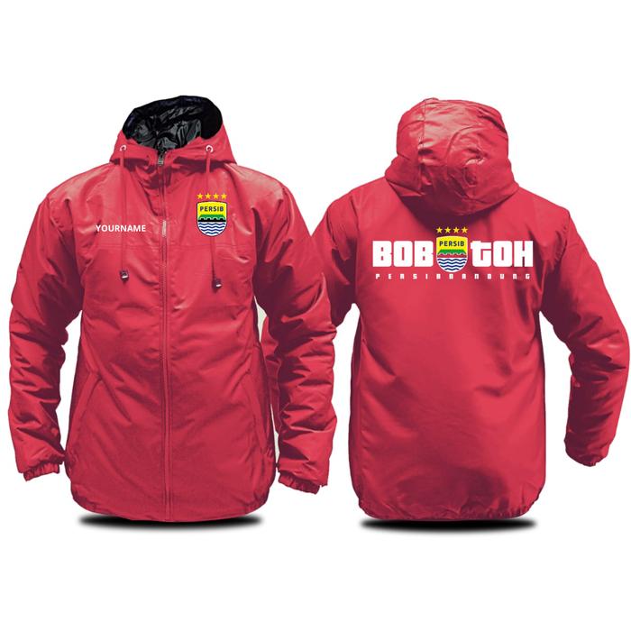 Jaket BOBOTOH PERSIB BINTANG 4 JUARA Jaket Parasut Tebal Semi WF Free Custom Nama/Logo Sablon Nyama