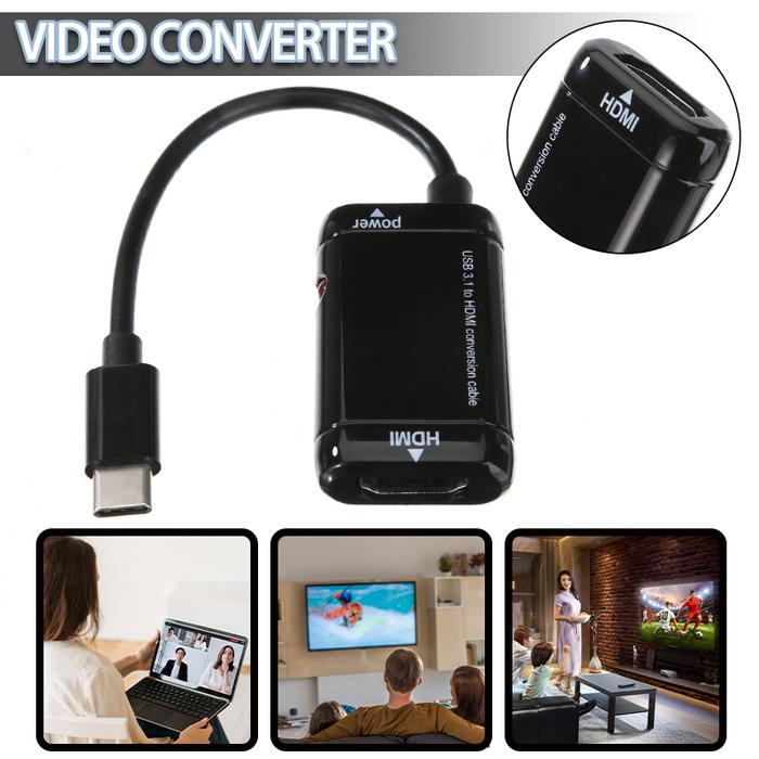 1pc 12cm 10Gbps USB C 3.1 To hdmi-compatible Adapter Converter Type-C