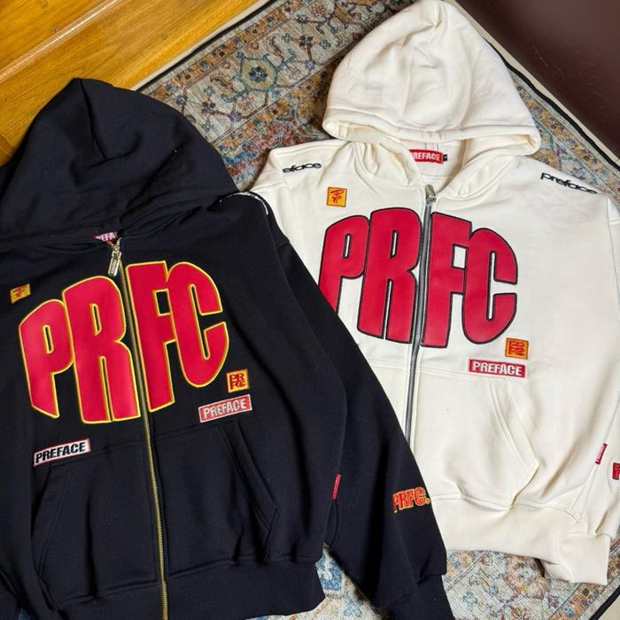 PREFACE RED TYPE / UNIVERSITY - ZIP HOODIE UNFINISHED X JTT ZIP HOODIE OASIS BLACK/ ZIP HOODIE TRILO