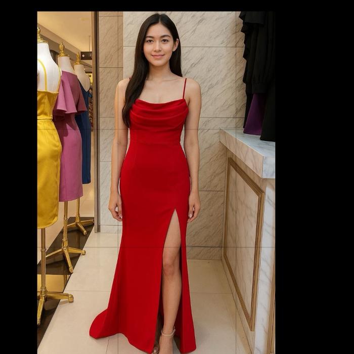 LONGDRESS VB 1TALI BAGIAN DADA COMBI SIFON / DRESS MAXI PARTYDRESS IMPORT BKK / DRESS PESTA GAUN PAN
