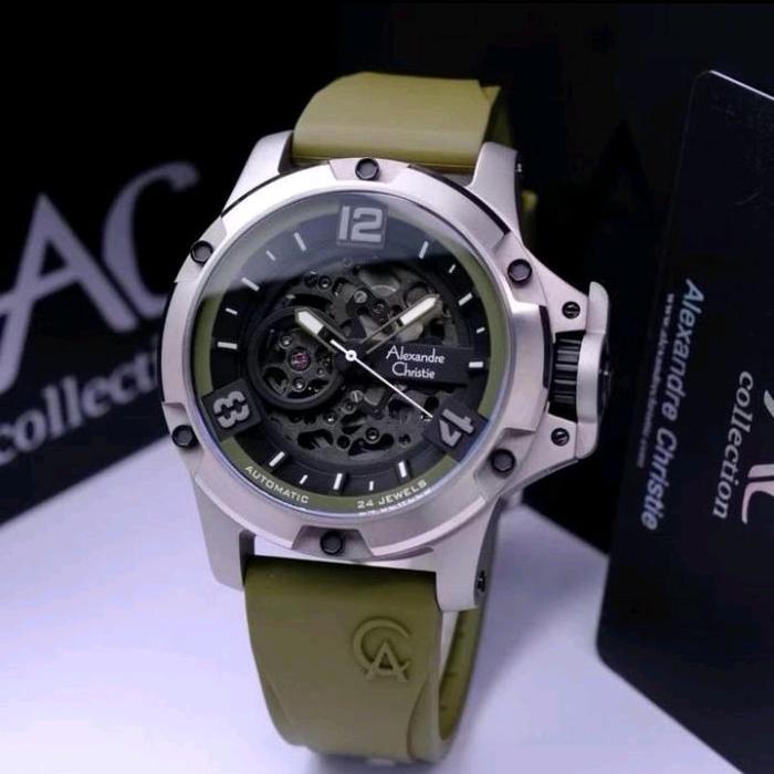 Jam tangan pria Alexandre christie Automatis original Ac 6295 LIMITED EDITION GREEN